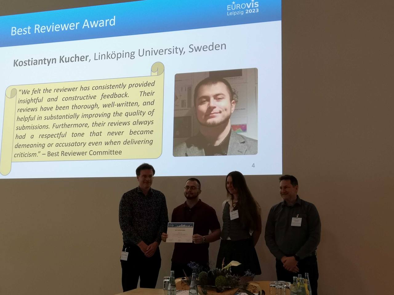 Best Reviewer Award Ceremony at EuroVis 2023