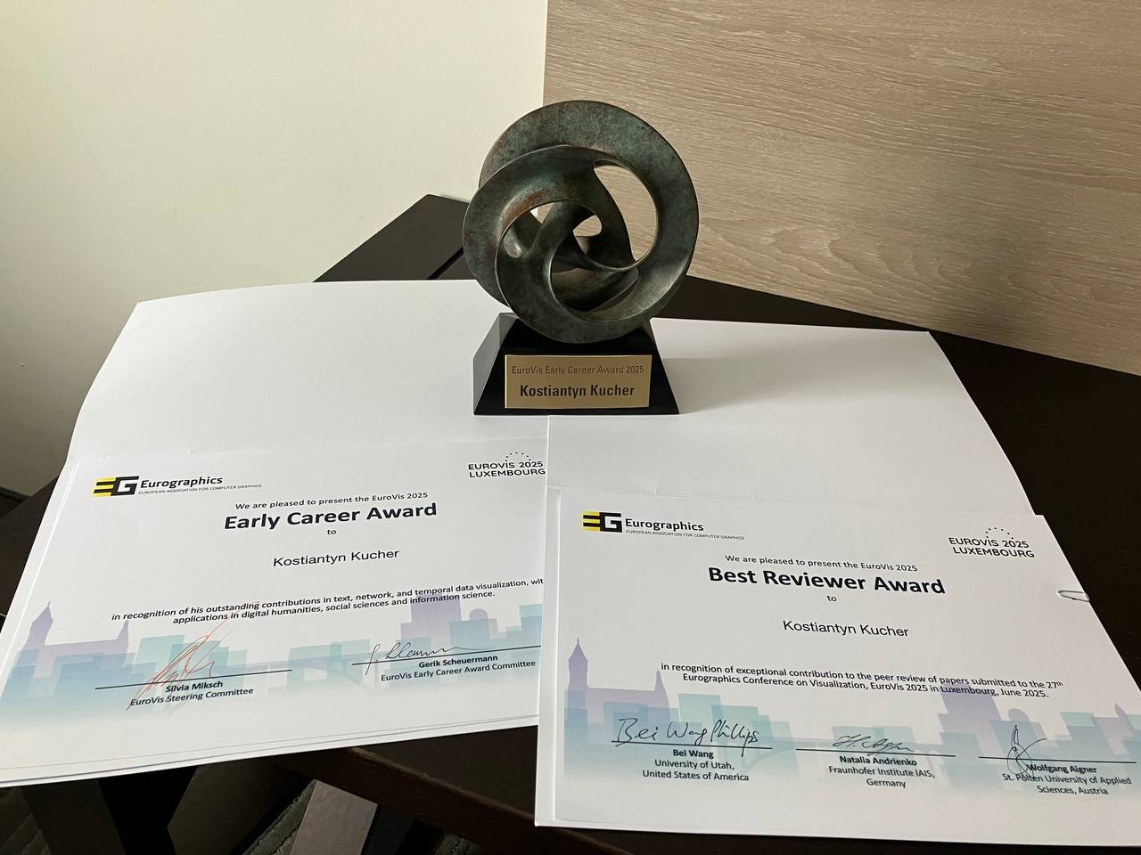 Early Career Award and Best Reviewer Award at EuroVis 2025
